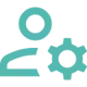 CaseMatters Evo icon of a user with a settings cog, representing configurable user permissions and role‑based access
