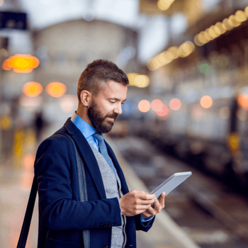 Man using travel expense software