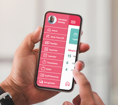 Employee self-serve menu on mobile app