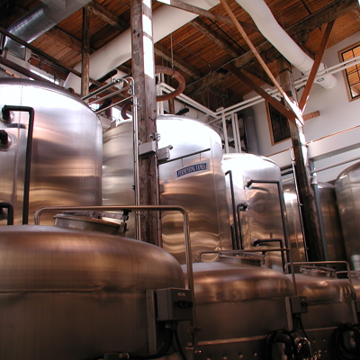 Factory with large steel drums